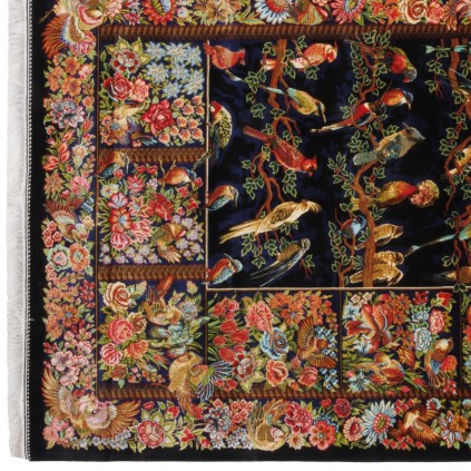 Machine-made Rug, Flowers & Birds All-over, Bamboo Silk, Persian Style, Ref 800241