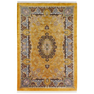 Machine-made Rug, Floral Medallion, Bamboo Silk, Persian Style, Ref 800242