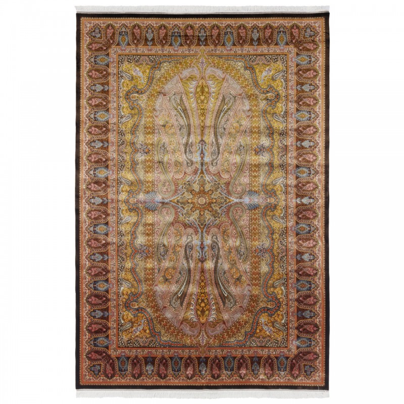 سجادة صناعية بنقشة كامل عصري، حرير بامبو، على الطراز الفارسي، رقم 800243