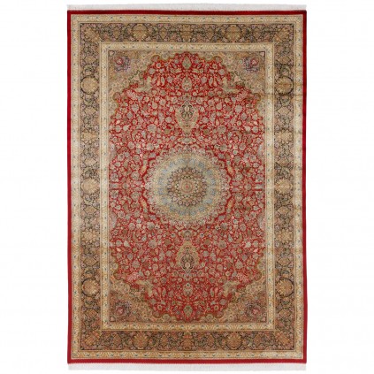 Machine-made Rug, Floral Corner Medallion, Bamboo Silk, Persian Style, Ref 800244