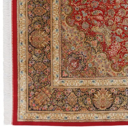 Machine-made Rug, Floral Corner Medallion, Bamboo Silk, Persian Style, Ref 800244