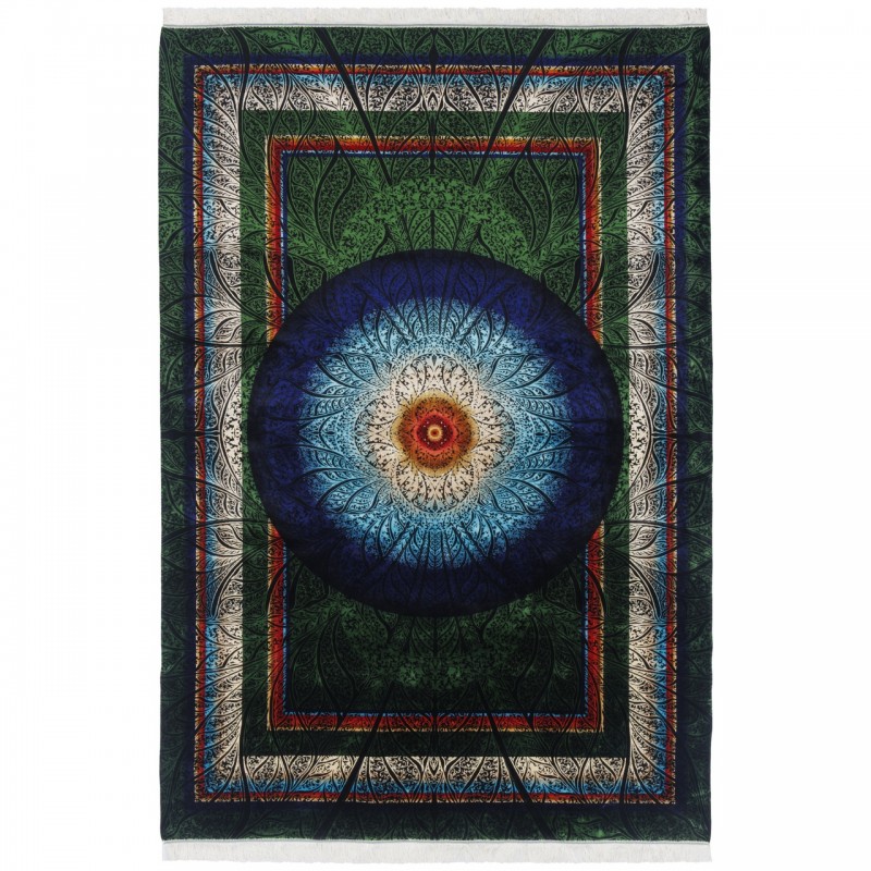Machine-made Rug, Modern Medallion, Acrylic + Bamboo Silk, Persian Style, Ref 200247