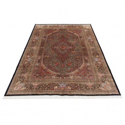 Machine-made Rug, Floral Corner Medallion, Acrylic + Bamboo Silk, Persian Style, Ref 200249