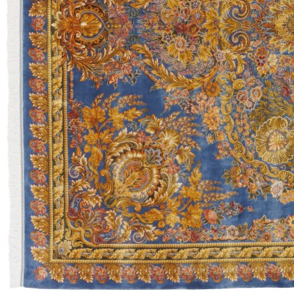 فرش ماشینی طرح ترنج دار نئوکلاسیک، ابریشم بامبو، سبک پارسی، کد 800250