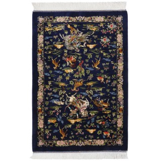 Machine-made Rug, Hunting Scene All-over, Bamboo Silk, Persian Style, Ref 800251