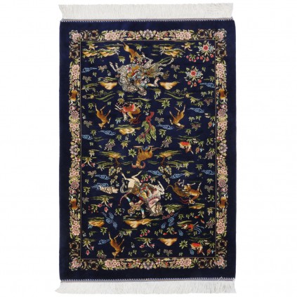 Machine-made Rug, Hunting Scene All-over, Bamboo Silk, Persian Style, Ref 800251