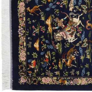 Machine-made Rug, Hunting Scene All-over, Bamboo Silk, Persian Style, Ref 800251
