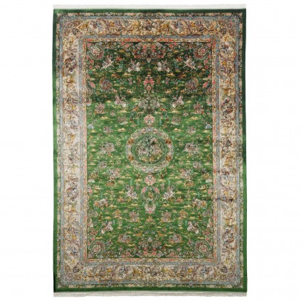 Machine-made Rug, Hunting Scene All-over, Bamboo Silk, Persian Style, Ref 800251
