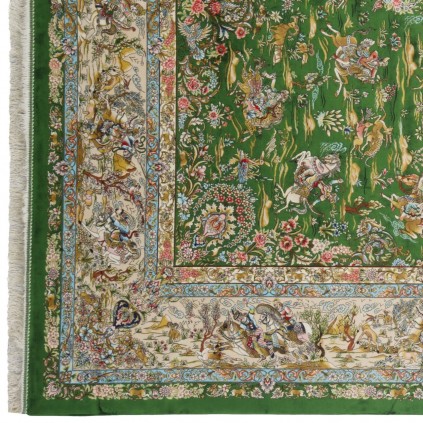 Machine-made Rug, Hunting Scene All-over, Bamboo Silk, Persian Style, Ref 800251