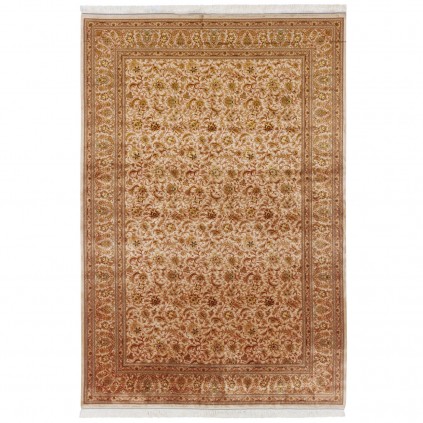 فرش ماشینی طرح افشان گلدار، اکریلیک + ابریشم بامبو، سبک پارسی، کد 200252