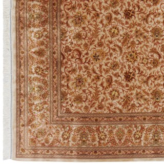 سجادة صناعية بنقشة مزهر مزخرف بالورود، أكريليك مع حرير بامبو، على الطراز الفارسي، رقم 200252