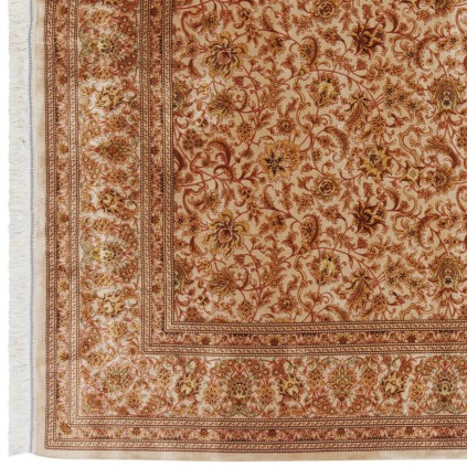 فرش ماشینی طرح افشان گلدار، اکریلیک + ابریشم بامبو، سبک پارسی، کد 200252