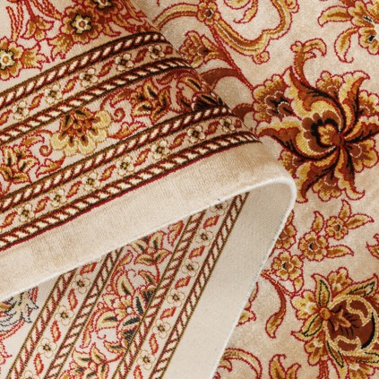 فرش ماشینی طرح افشان گلدار، اکریلیک + ابریشم بامبو، سبک پارسی، کد 200252