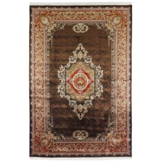 Machine-made Rug, Floral Corner Medallion, Bamboo Silk, Persian Style, Ref 800253