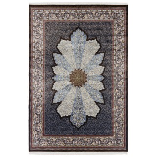 Machine-made Rug, Neoclassic Medallion, Bamboo Silk, Persian Style, Ref 800256