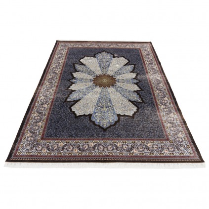 سجادة صناعية بنقشة ترنج الكلاسيكية الجديدة، حرير بامبو، على الطراز الفارسي، رقم 800256