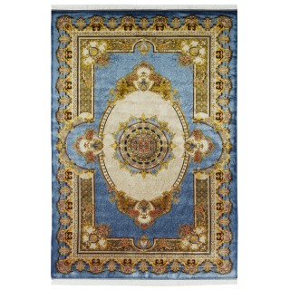 سجادة صناعية بنقشة ترنج الكلاسيكية الجديدة، حرير بامبو، على الطراز الفارسي، رقم 800257