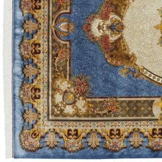 سجادة صناعية بنقشة ترنج الكلاسيكية الجديدة، حرير بامبو، على الطراز الفارسي، رقم 800257