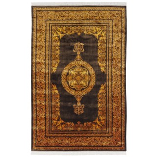 Machine-made Rug, Plain Field Medallion, Bamboo Silk, Persian Style, Ref 800261