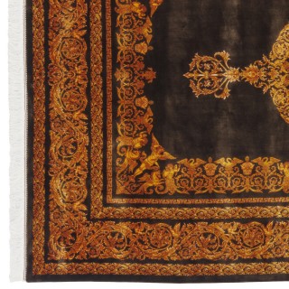 Machine-made Rug, Plain Field Medallion, Bamboo Silk, Persian Style, Ref 800261