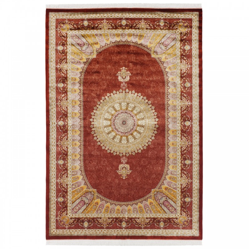 سجادة صناعية بنقشة ترنج الحقل البسيط، حرير بامبو، على الطراز الفارسي، رقم 800262