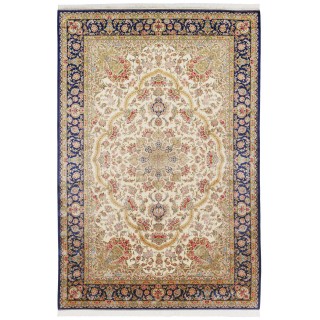 Machine-made Rug, Floral Corner Medallion, Bamboo Silk, Persian Style, Ref 800263