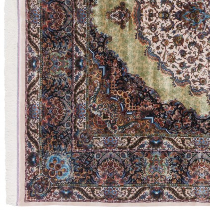 Machine-made Rug, Floral Corner Medallion, Acrylic + Bamboo Silk, Persian Style, Ref 200264