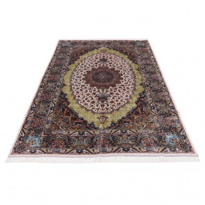 Machine-made Rug, Floral Corner Medallion, Acrylic + Bamboo Silk, Persian Style, Ref 200264