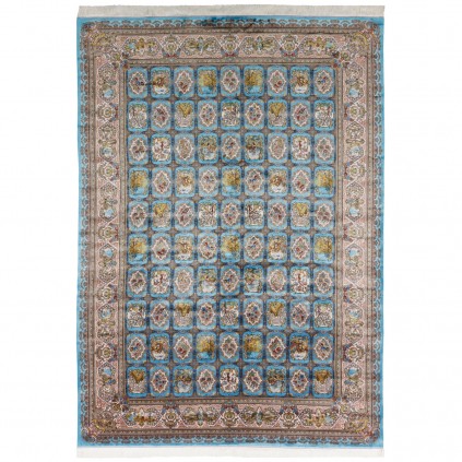 Machine-made Rug, Floral Square/Block, Acrylic + Bamboo Silk, Persian Style, Ref 200267