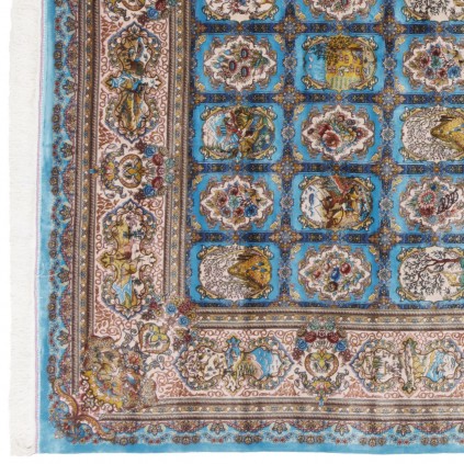 Machine-made Rug, Floral Square/Block, Acrylic + Bamboo Silk, Persian Style, Ref 200267