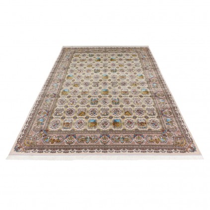Machine-made Rug, Floral Square/Block, Acrylic + Bamboo Silk, Persian Style, Ref 200267