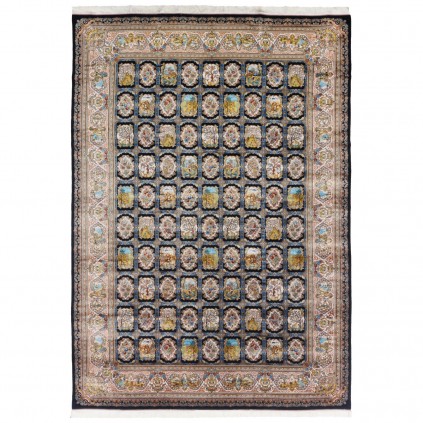 Machine-made Rug, Floral Square/Block, Acrylic + Bamboo Silk, Persian Style, Ref 200267