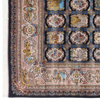 Machine-made Rug, Floral Square/Block, Acrylic + Bamboo Silk, Persian Style, Ref 200267