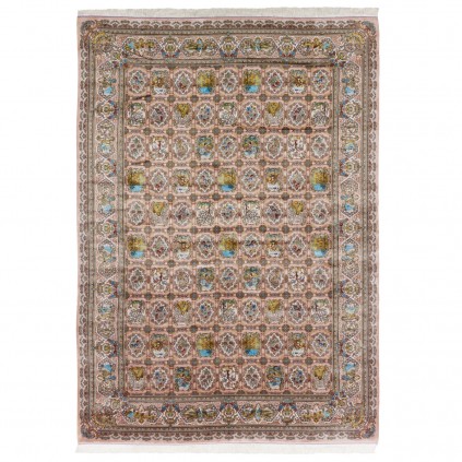Machine-made Rug, Floral Square/Block, Acrylic + Bamboo Silk, Persian Style, Ref 200267