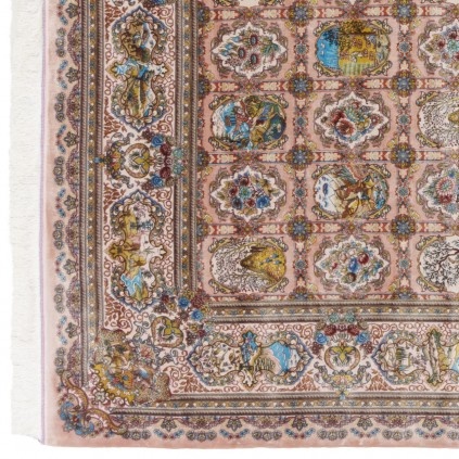 Machine-made Rug, Floral Square/Block, Acrylic + Bamboo Silk, Persian Style, Ref 200267