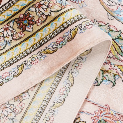 سجادة صناعية بنقشة مزهر مزخرف بالورود، أكريليك مع حرير بامبو، على الطراز الفارسي، رقم 200268