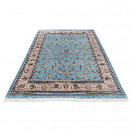 سجادة صناعية بنقشة مزهر مزخرف بالورود، أكريليك مع حرير بامبو، على الطراز الفارسي، رقم 200268