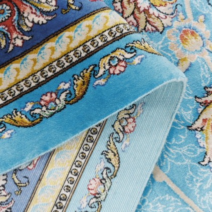 سجادة صناعية بنقشة مزهر مزخرف بالورود، أكريليك مع حرير بامبو، على الطراز الفارسي، رقم 200268