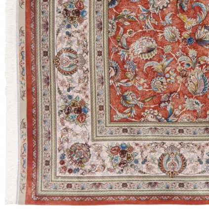 سجادة صناعية بنقشة مزهر مزخرف بالورود، أكريليك مع حرير بامبو، على الطراز الفارسي، رقم 200268