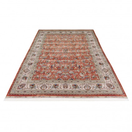 سجادة صناعية بنقشة مزهر مزخرف بالورود، أكريليك مع حرير بامبو، على الطراز الفارسي، رقم 200268