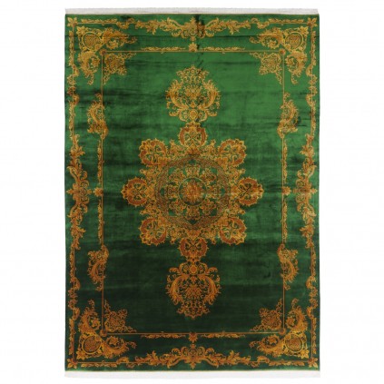 Machine-made Rug, Neoclassic Medallion, Acrylic + Bamboo Silk, Persian Style, Ref 200269
