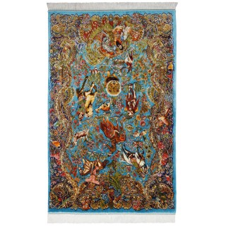 Machine-made Rug, Hunting Scene All-over, Acrylic + Bamboo Silk, Persian Style, Ref 200270