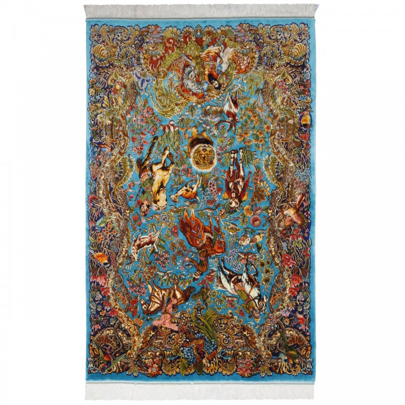 Machine-made Rug, Hunting Scene All-over, Acrylic + Bamboo Silk, Persian Style, Ref 200270