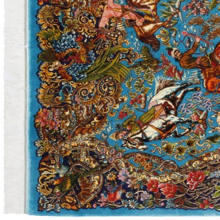 Machine-made Rug, Hunting Scene All-over, Acrylic + Bamboo Silk, Persian Style, Ref 200270