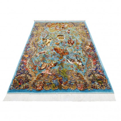 Machine-made Rug, Hunting Scene All-over, Acrylic + Bamboo Silk, Persian Style, Ref 200270