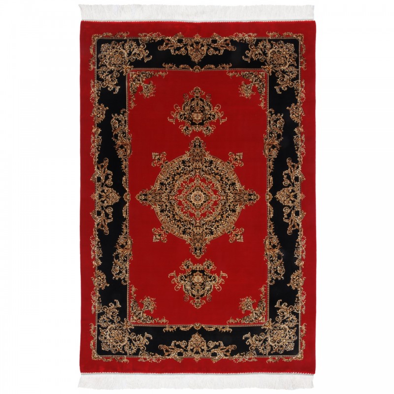 Machine-made Rug, Neoclassic Medallion, Acrylic + Bamboo Silk, Persian Style, Ref 200271