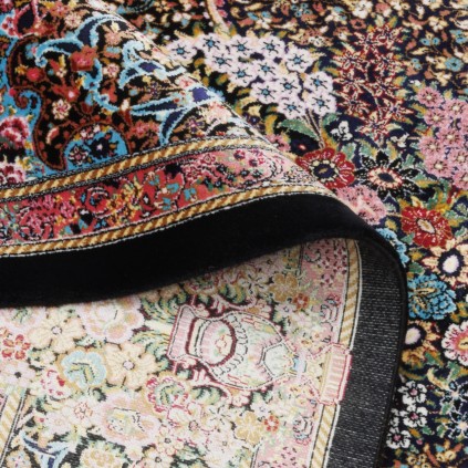 سجادة صناعية بنقشة كامل مزخرف بالورود، حرير بامبو، على الطراز الفارسي، رقم 800274