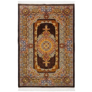 Machine-made Rug, Neoclassic Medallion, Bamboo Silk, Persian Style, Ref 800276