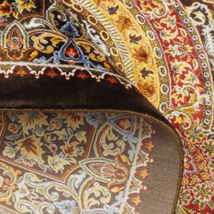 فرش ماشینی طرح ترنج دار نئوکلاسیک، ابریشم بامبو، سبک پارسی، کد 800276