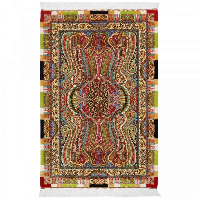 فرش ماشینی طرح سراسر مدرن، ابریشم بامبو، سبک پارسی، کد 800278